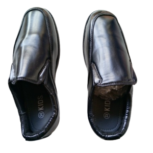 boys' black loafers.